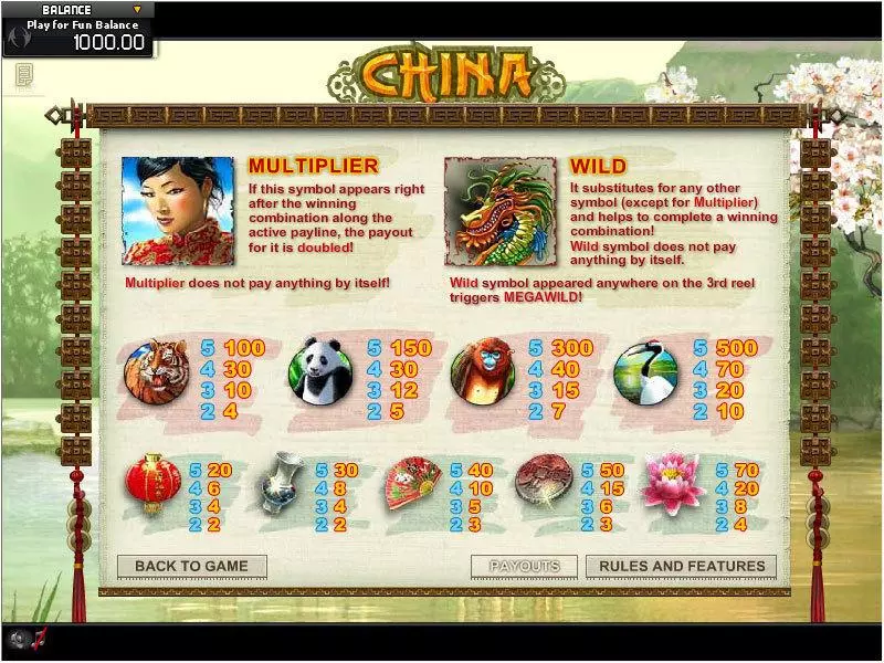 China MegaWild GamesOS Slot Info and Rules