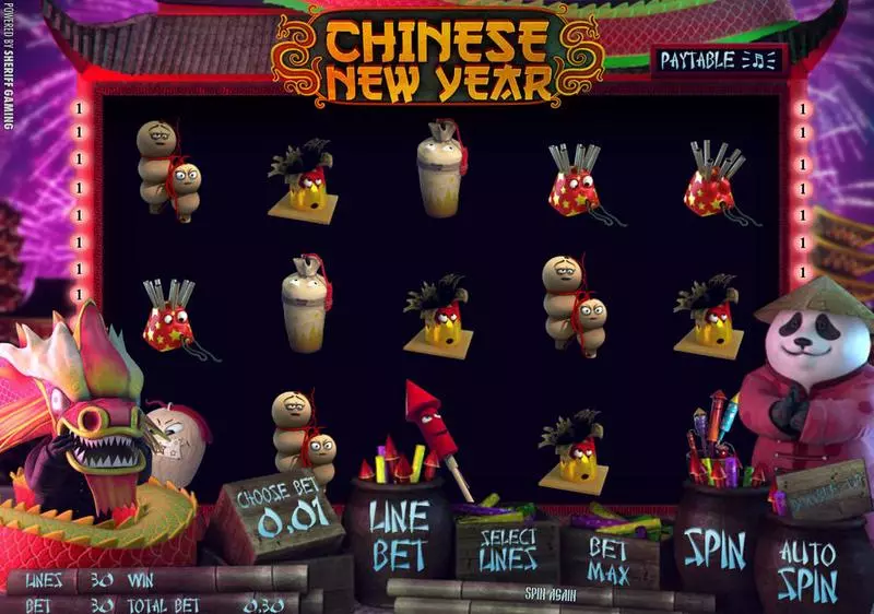 Chinese New Year Sheriff Gaming Slot Main Screen Reels
