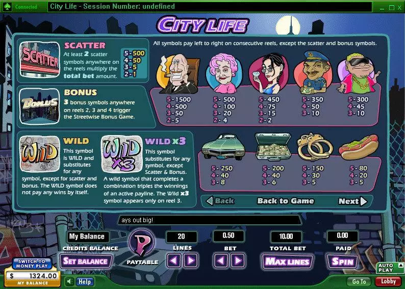 City Life 888 Slot Info and Rules