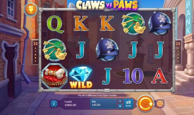 Claws vs Paws Playson Slot Main Screen Reels
