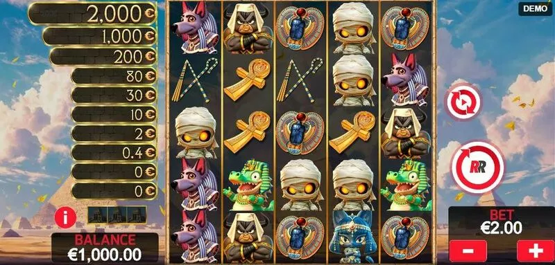 Cleo Team Red Rake Gaming Slot Main Screen Reels