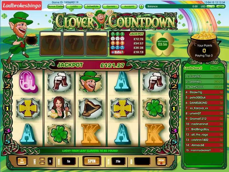 Clover Countdown Mini Virtue Fusion Slot Main Screen Reels