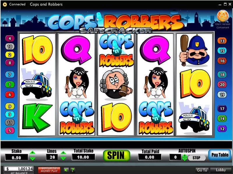 Cops and Robbers Safe Cracker 888 Slot Main Screen Reels