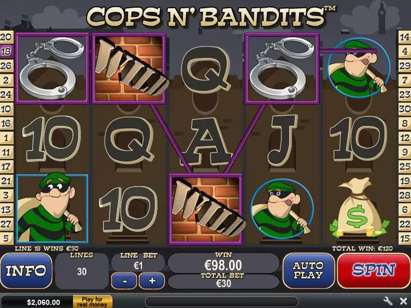 Cops n' Bandits PlayTech Slot Main Screen Reels