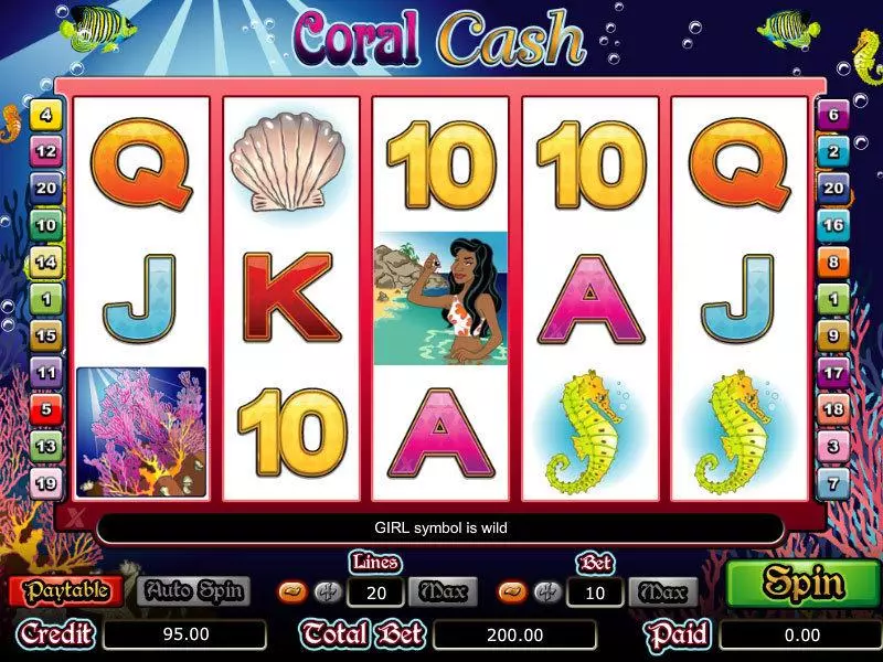 Coral Cash bwin.party Slot Main Screen Reels