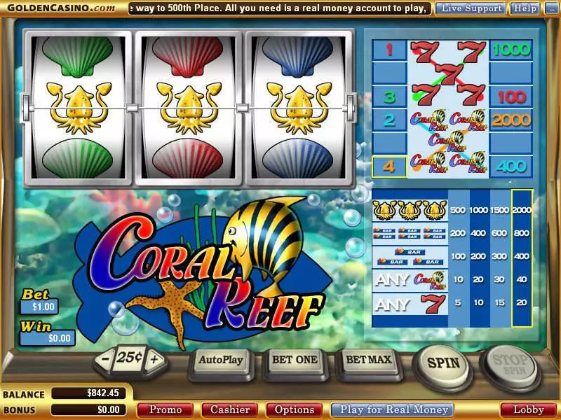 Coral Reef WGS Technology Slot Main Screen Reels