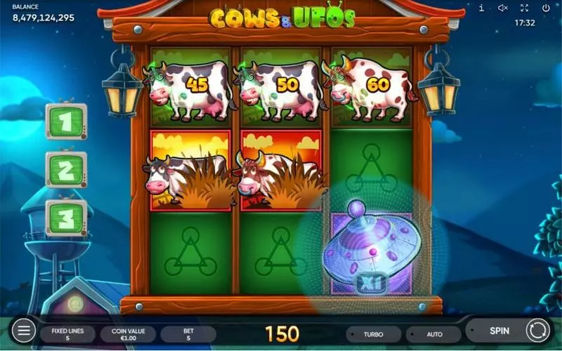 Cows & UFOs Endorphina Slot Main Screen Reels