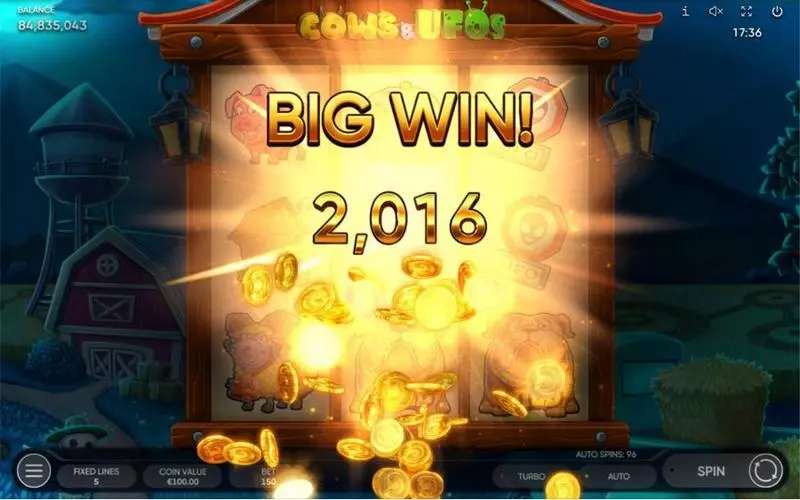 Cows & UFOs Endorphina Slot Winning Screenshot