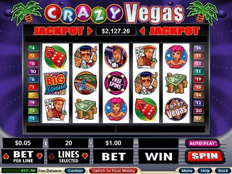 Crazy Vegas RTG Slot Main Screen Reels