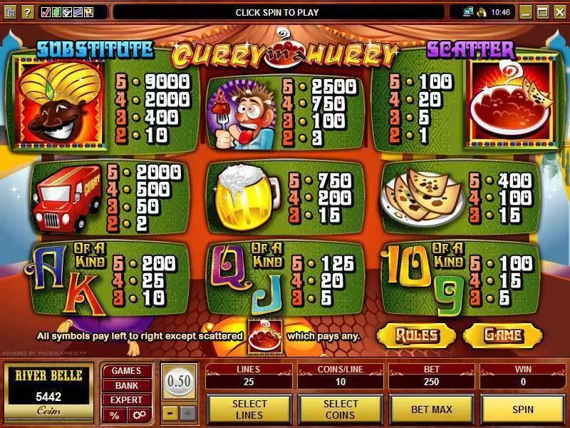 Curry in a Hurry Microgaming Slot Info and Rules