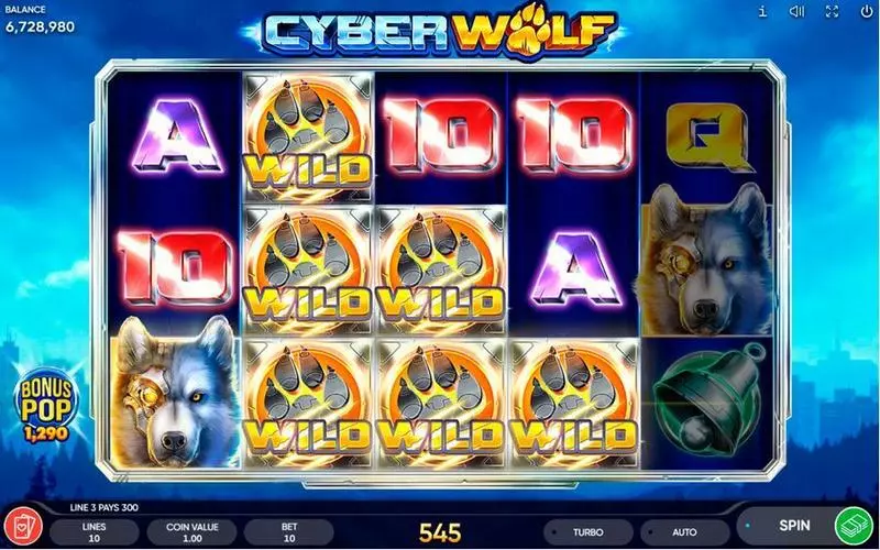 Cyber Wolf Endorphina Slot Main Screen Reels