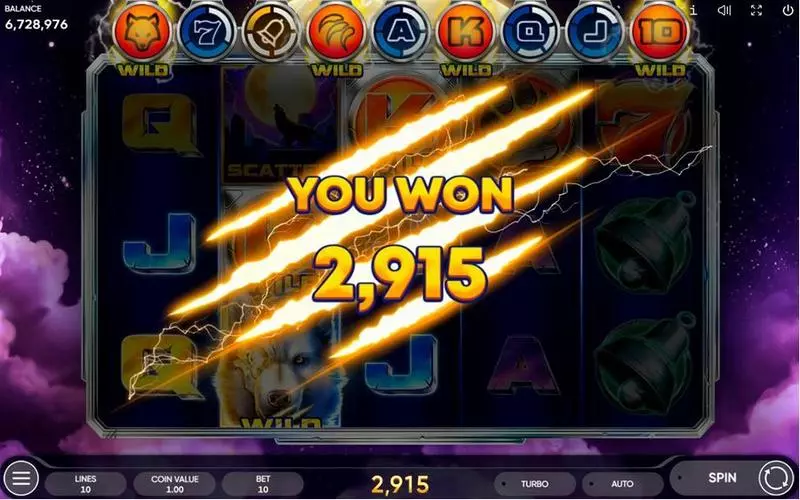 Cyber Wolf Endorphina Slot Winning Screenshot