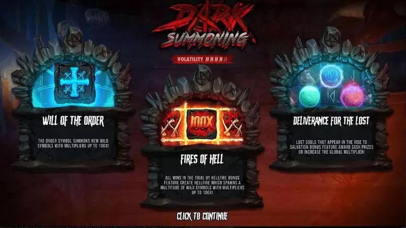 Dark Summoning Hacksaw Gaming Slot Introduction Screen