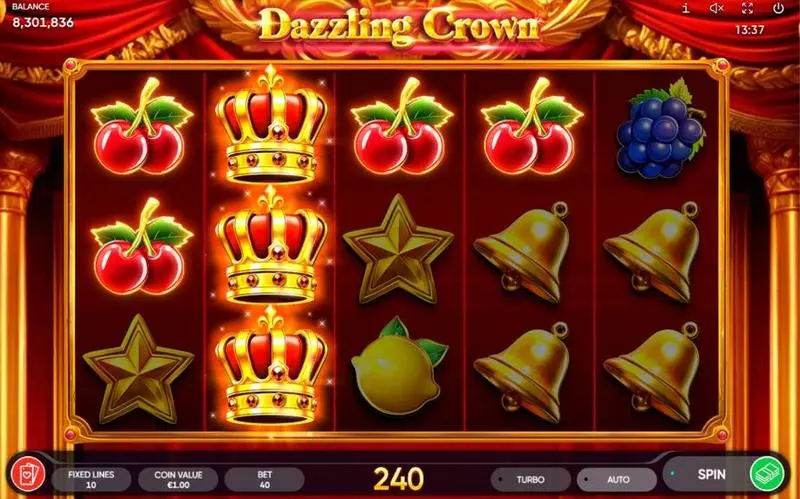 Dazzling Crown Endorphina Slot Main Screen Reels