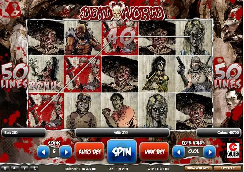 Deadworld 1x2 Gaming Slot Main Screen Reels