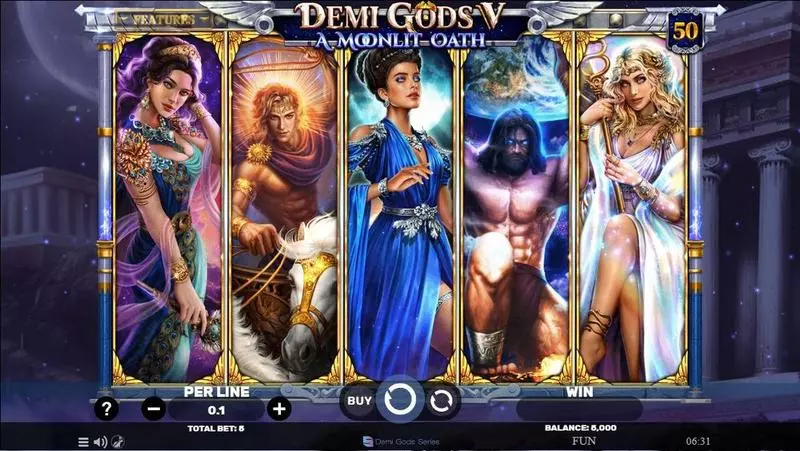 Demi Gods V – A Moonlit Oath Spinomenal Slot Main Screen Reels