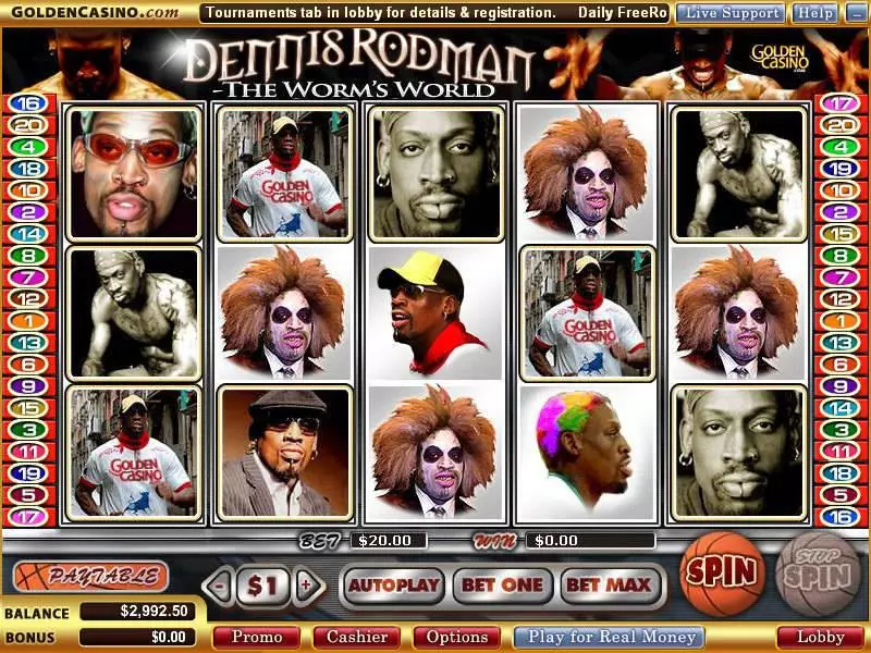 Dennis Rodman - The Worm's World Vegas Technology Slot Main Screen Reels