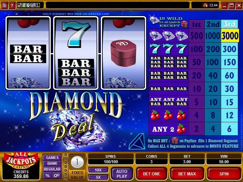 Diamond Deal Microgaming Slot Main Screen Reels