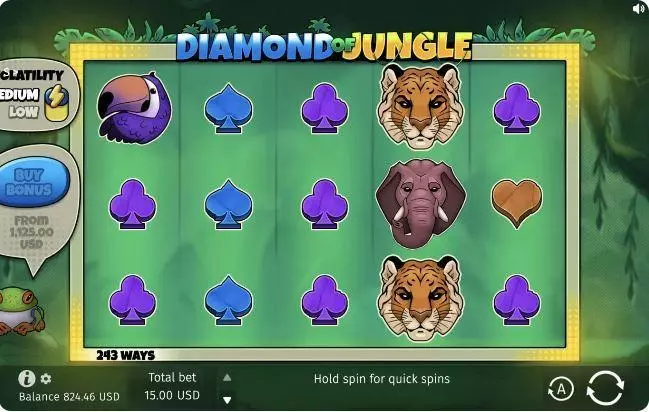 Diamond of Jungle BGaming Slot Main Screen Reels