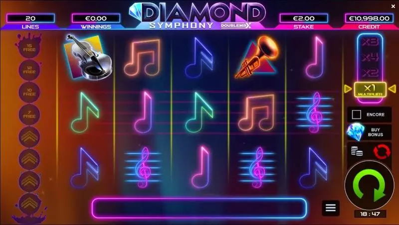 Diamond Symphony DoubleMax Bulletproof Games Slot Main Screen Reels