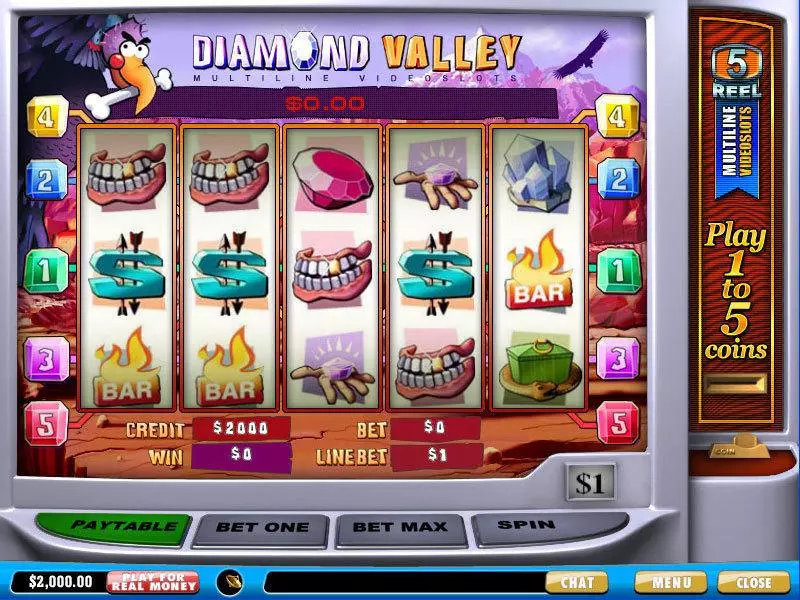Diamond Valley PlayTech Slot Main Screen Reels