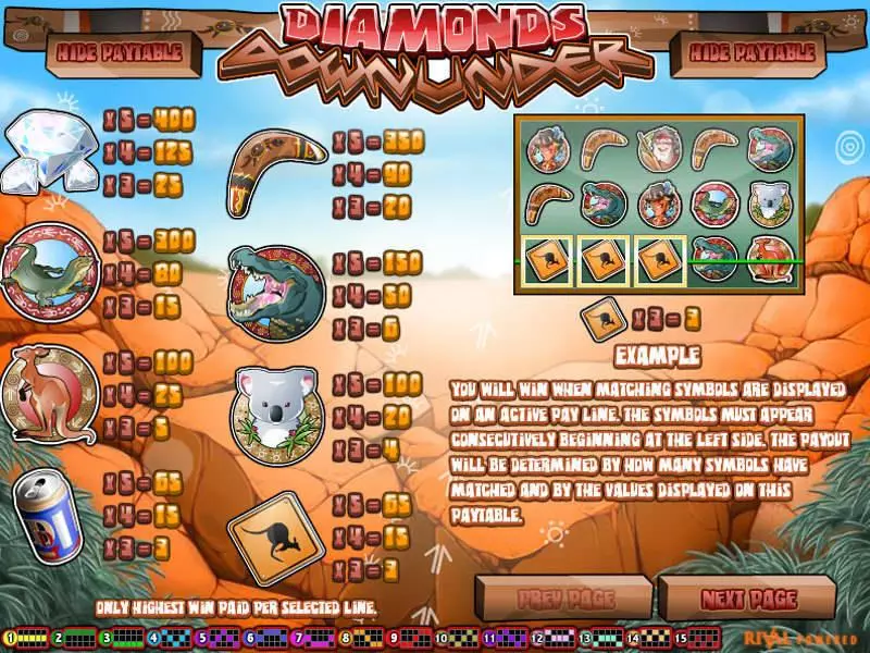 Diamonds Downunder Rival Slot Info and Rules