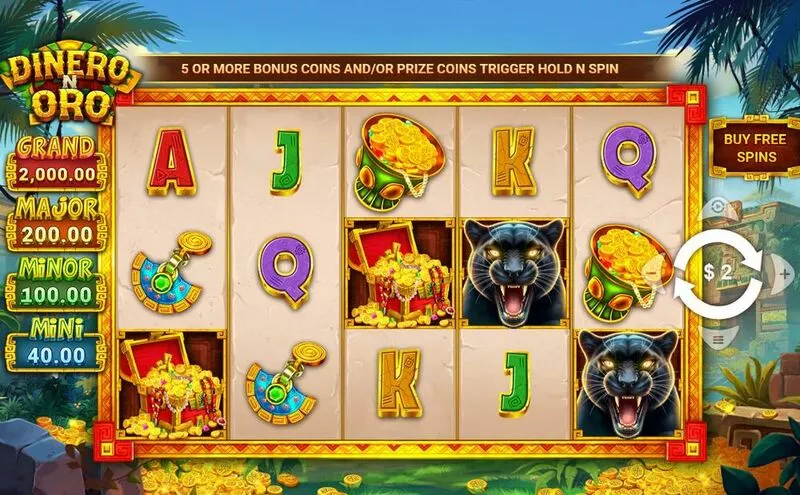 Dinero N Oro Wizard Games Slot Main Screen Reels