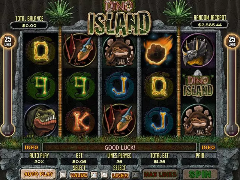 Dino Island RTG Slot Main Screen Reels