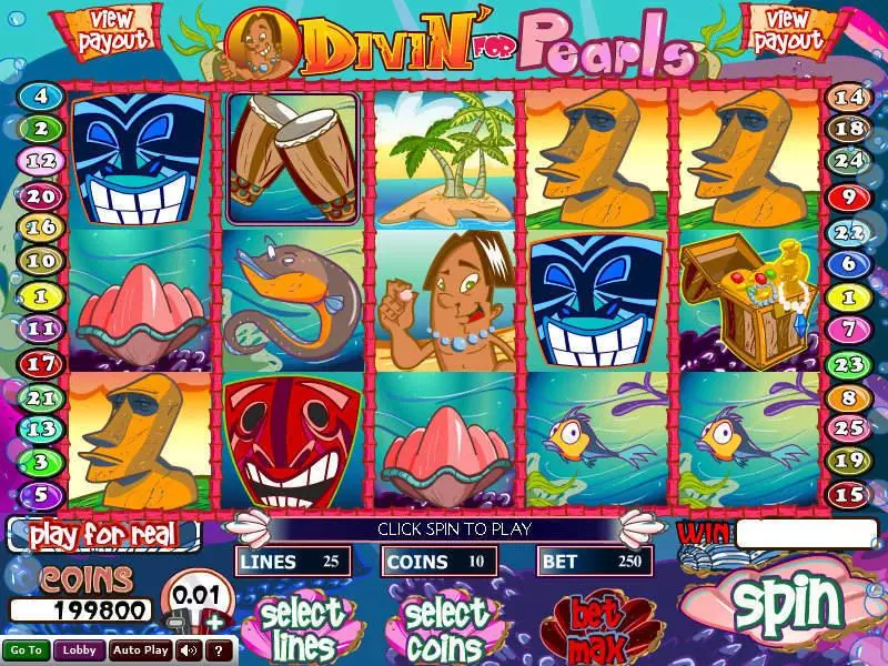 Divin' For Pearls Wizard Gaming Slot Main Screen Reels