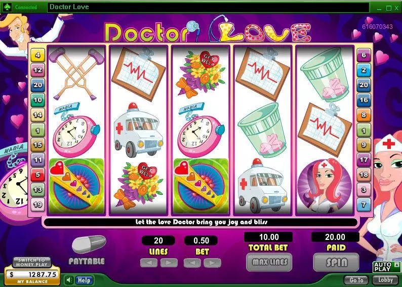 Doctor Love 888 Slot Main Screen Reels