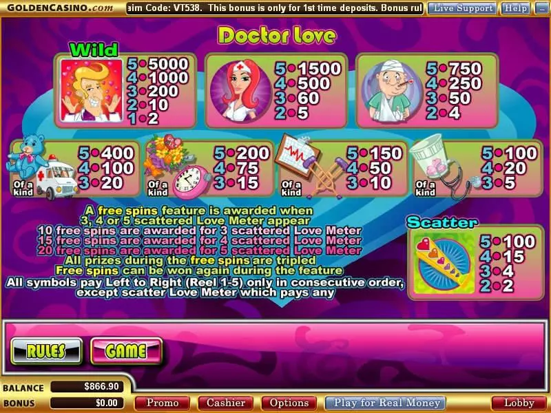 Doctor Love WGS Technology Slot Info and Rules