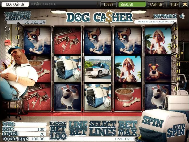 Dog Ca$her Sheriff Gaming Slot Main Screen Reels