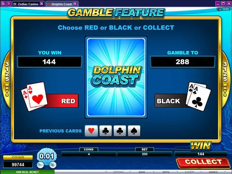 Dolphin Coast Microgaming Slot Gamble Screen