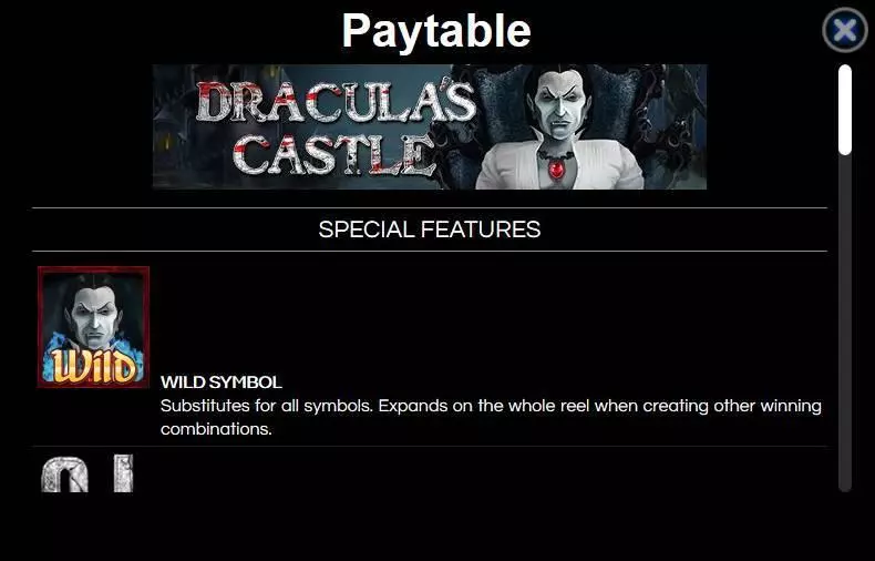Dracula's Castle Wazdan Slot Paytable