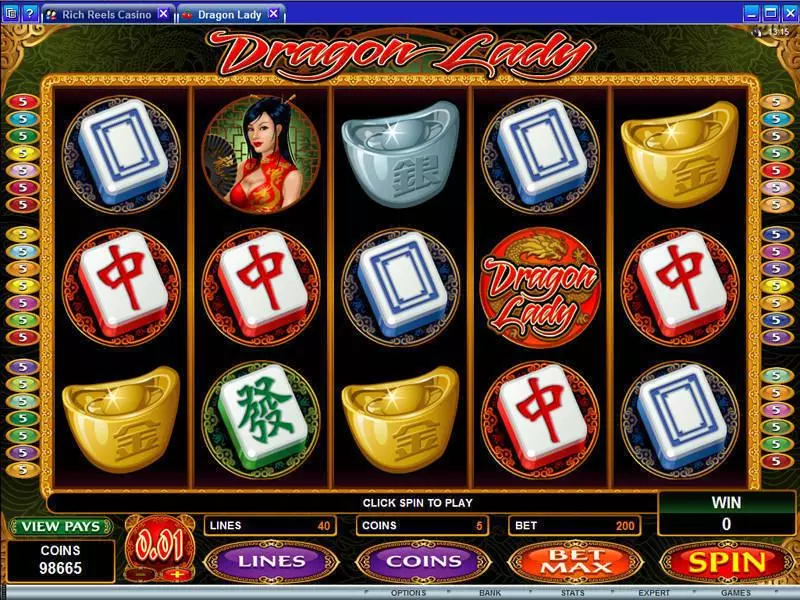 Dragon Lady Microgaming Slot Main Screen Reels