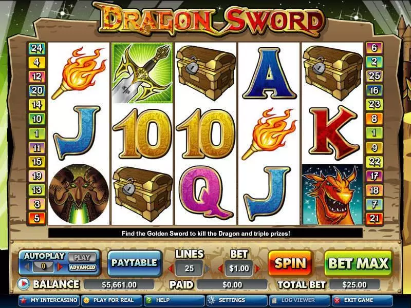 Dragon Sword CryptoLogic Slot Main Screen Reels