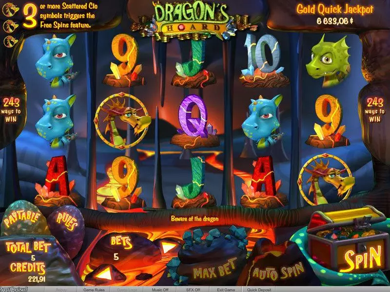 Dragon's Hoard bwin.party Slot Main Screen Reels