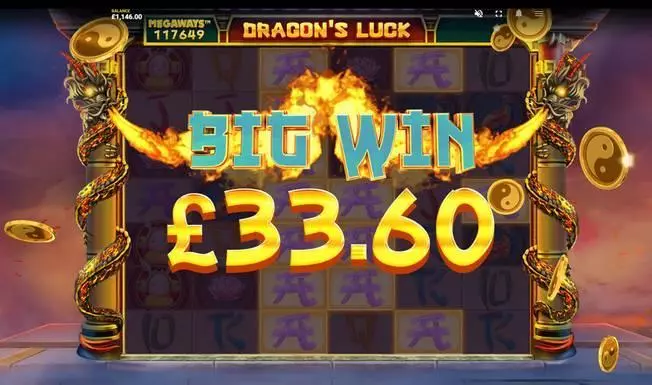 Dragon's Luck MegaWays Red Tiger Gaming Slot Winning Screenshot