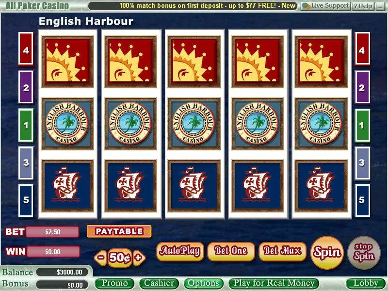 English Harbour Vegas Technology Slot Main Screen Reels