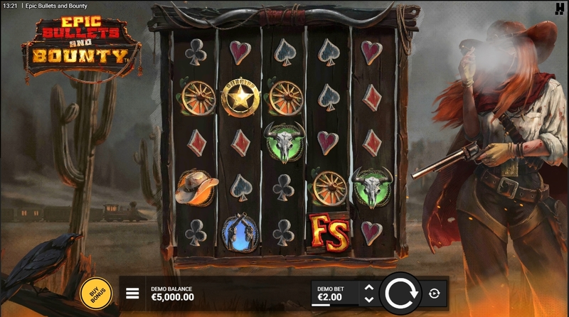 Epic Bullets and Bounty Hacksaw Gaming Slot Main Screen Reels