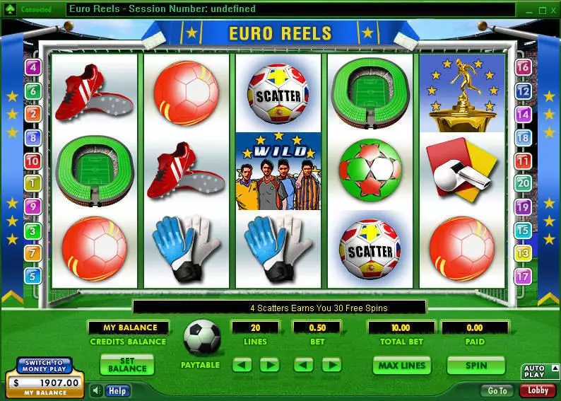 Euro Reels 888 Slot Main Screen Reels