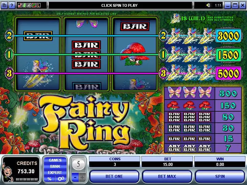 Fairy Ring Microgaming Slot Main Screen Reels