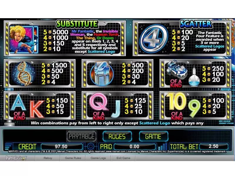 Fantastic Four bwin.party Slot Info and Rules
