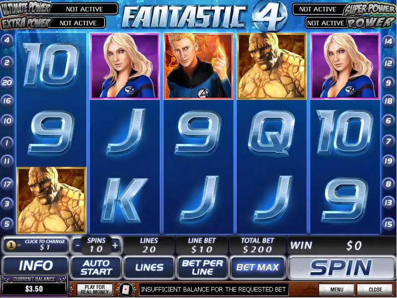 Fantastic Four PlayTech Slot Main Screen Reels