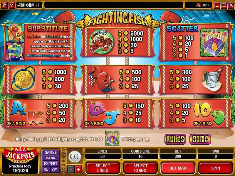Fighting Fish Microgaming Slot Info and Rules