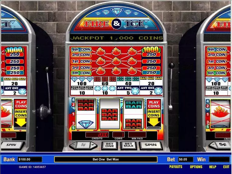 Fire and Ice 5 Line Parlay Slot Main Screen Reels