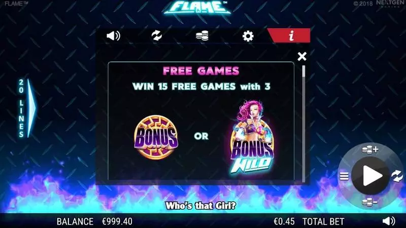 Flame NextGen Gaming Slot Free Spins Feature