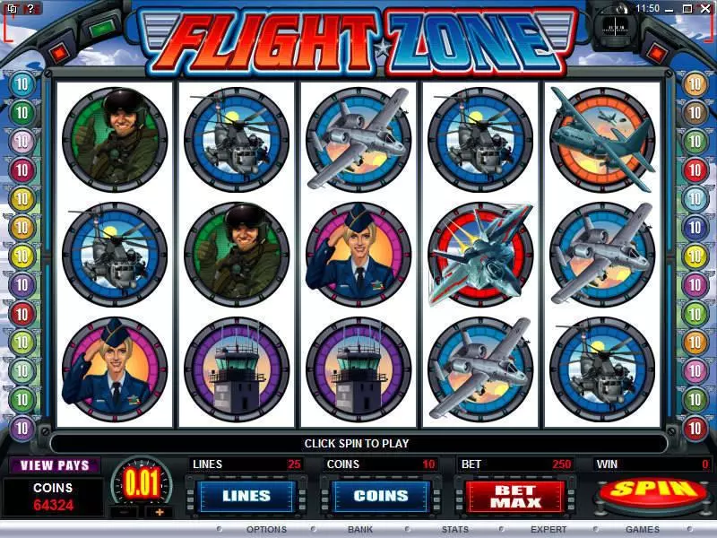 Flight Zone Microgaming Slot Main Screen Reels