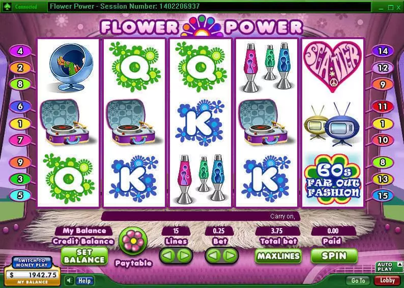 Flower Power 888 Slot Main Screen Reels