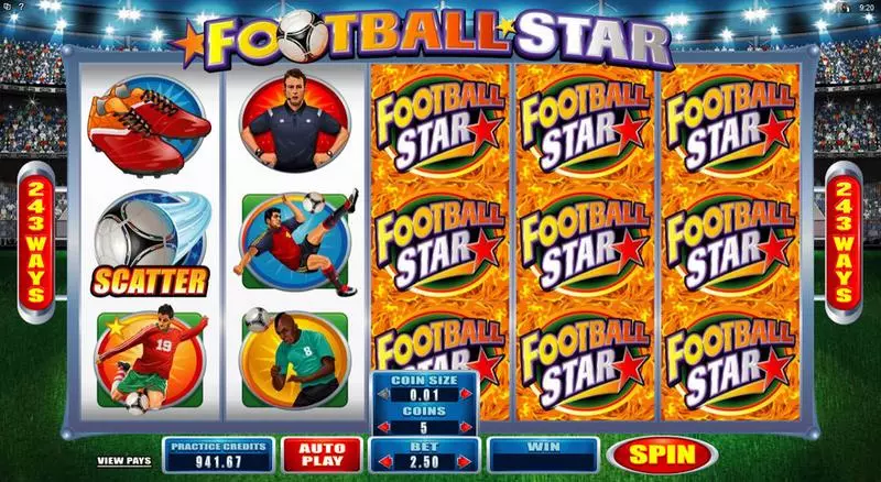 Football Star Microgaming Slot Main Screen Reels